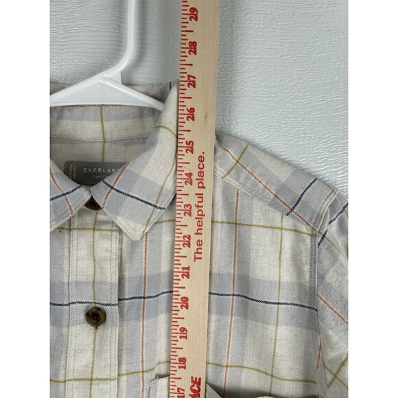 Everlane Shirt Womens 00 Button Up Cotton Yellow Beige Gray Plaid flannel - Picture 8 of 16